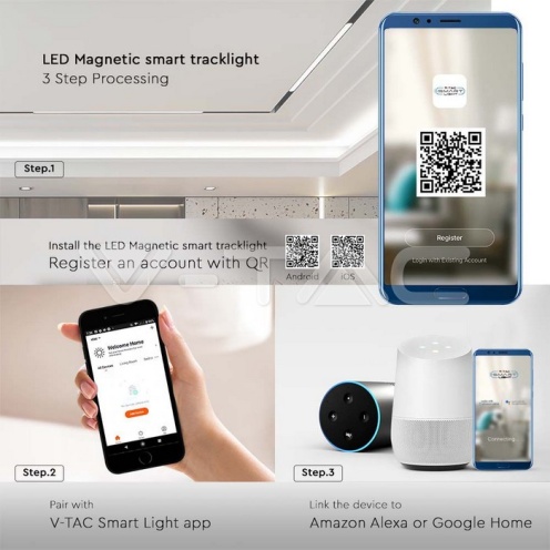 14W LED Магнитно Релсово SMART Тяло Черно 3 в 1 1300lm - изглед 4