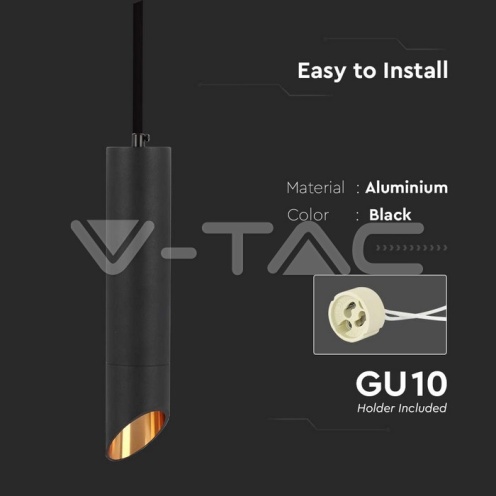 1xGU10 Корпус Пендел Черен D:55x300мм - изглед 5 - rZ commerce 1xGU10 Корпус Пендел Черен D:55x300мм - изглед 5