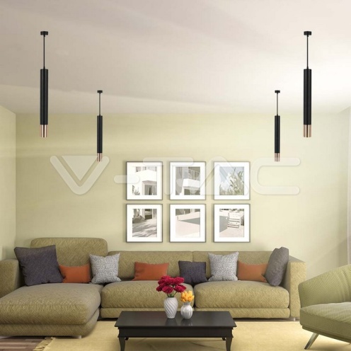 1*GU10 Корпус Пендел Черен + Златно D:60*500MM - изглед 7 - rZ commerce 1*GU10 Корпус Пендел Черен + Златно D:60*500MM - изглед 7