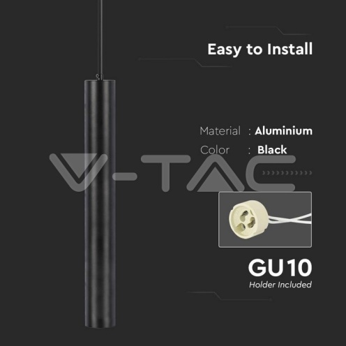 1*GU10 Корпус Пендел Черен D:60*500MM - изглед 5 - rZ commerce 1*GU10 Корпус Пендел Черен D:60*500MM - изглед 5