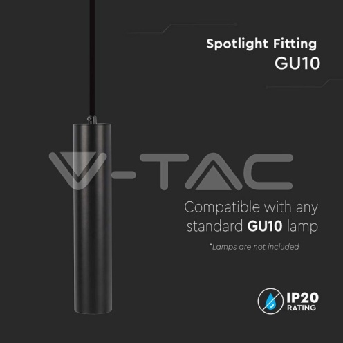 1*GU10 Корпус Пендел Черен D:60*300MM - изглед 4 - rZ commerce 1*GU10 Корпус Пендел Черен D:60*300MM - изглед 4