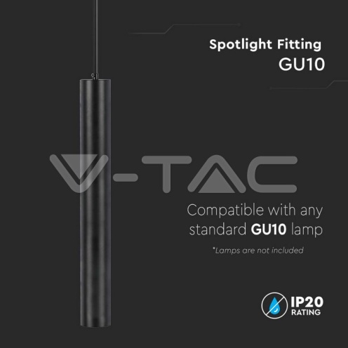 1*GU10 Корпус Пендел Черен D:60*500MM - изглед 4 - rZ commerce 1*GU10 Корпус Пендел Черен D:60*500MM - изглед 4