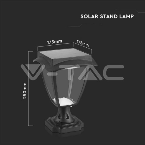 2W LED Соларна Наземна Лампа Черен Мат 3000К+6000К - изглед 6