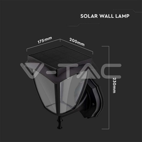 2W LED Соларна Стенна Лампа Черен Мат 3000К+6000К - изглед 11 - rZ commerce 2W LED Соларна Стенна Лампа Черен Мат 3000К+6000К - изглед 11