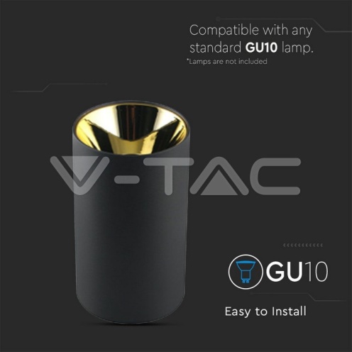 GU10 Корпус Кръг Черно + Злато - изглед 4 - rZ commerce GU10 Корпус Кръг Черно + Злато - изглед 4