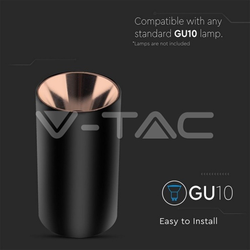 GU10 Корпус Кръг Черно + Розово Злато - изглед 4