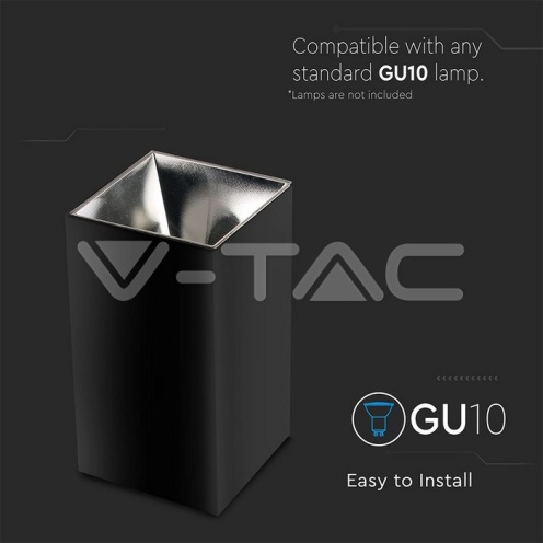 GU10 Корпус Квадрат Черно + Хром - изглед 4 - rZ commerce GU10 Корпус Квадрат Черно + Хром - изглед 4