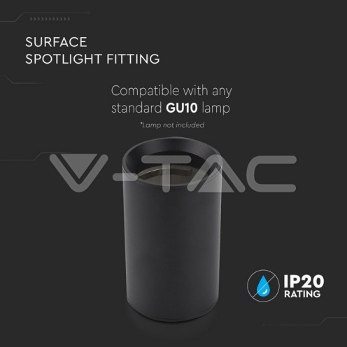 GU10 Отливка Външен Монтаж Черна H:100mm - изглед 5