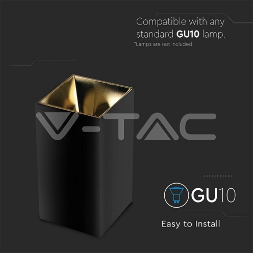 GU10 Корпус Квадрат Черно + Злато - изглед 4 - rZ commerce GU10 Корпус Квадрат Черно + Злато - изглед 4