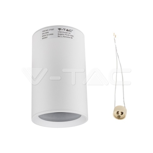 GU10 Отливка Външен Монтаж Бяла H:100mm - изглед 3
