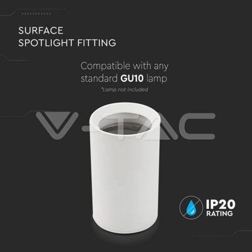 GU10 Отливка Външен Монтаж Бяла H:100mm - изглед 5