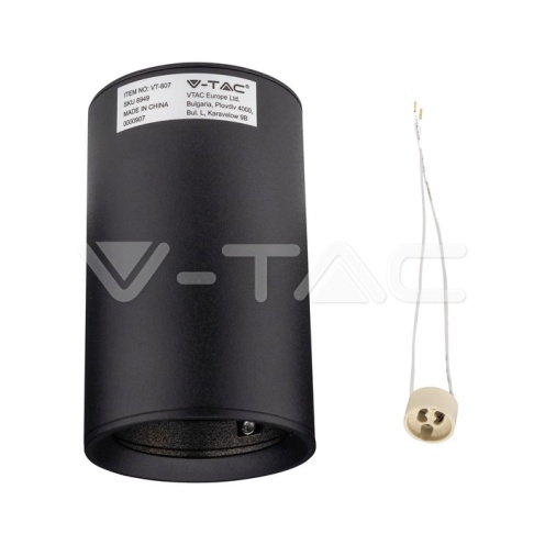 GU10 Отливка Външен Монтаж Черна H:100mm - изглед 3