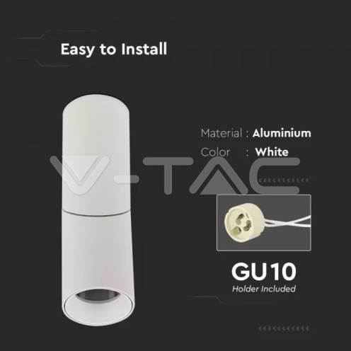 GU10 Отливка Външен Монтаж Подвижна Бяла H 197mm - изглед 7