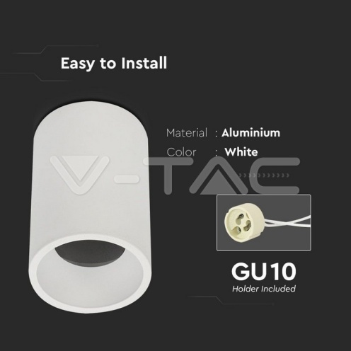 GU10 Отливка Външен Монтаж Бяла Ф70 - изглед 4 - rZ commerce GU10 Отливка Външен Монтаж Бяла Ф70 - изглед 4