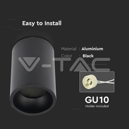 GU10 Отливка Външен Монтаж Черна Ф70 - изглед 4 - rZ commerce GU10 Отливка Външен Монтаж Черна Ф70 - изглед 4