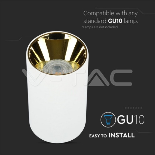 GU10 Корпус Кръг Бяло + Злато - изглед 9 - rZ commerce GU10 Корпус Кръг Бяло + Злато - изглед 9