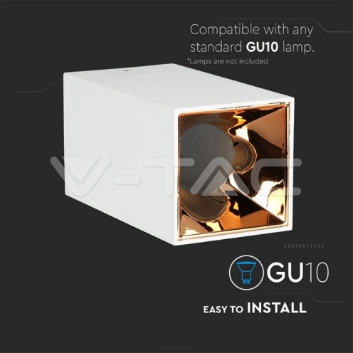 GU10 Корпус Квадрат Бяло + Розово Злато - изглед 8 - rZ commerce GU10 Корпус Квадрат Бяло + Розово Злато - изглед 8