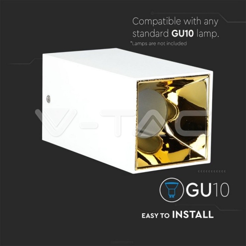 GU10 Корпус Квадрат Бяло + Злато - изглед 6 - rZ commerce GU10 Корпус Квадрат Бяло + Злато - изглед 6