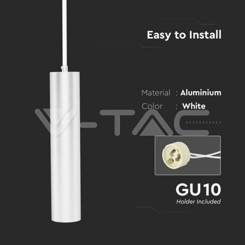 1*GU10 Корпус Пендел Бял D:60*300MM - изглед 4 - rZ commerce 1*GU10 Корпус Пендел Бял D:60*300MM - изглед 4