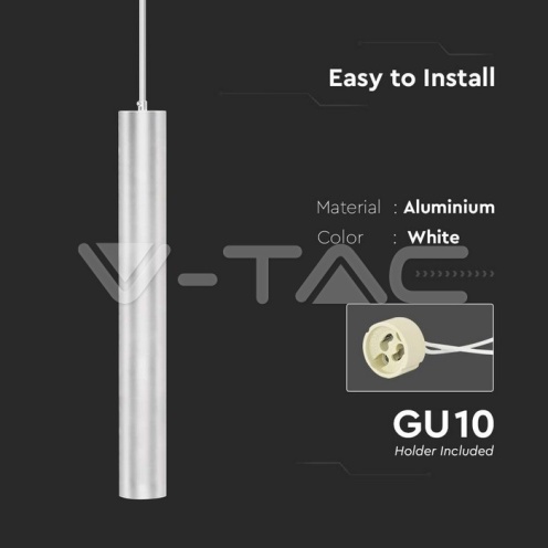 1*GU10 Корпус Пендел Бял D:60*500MM - изглед 4 - rZ commerce 1*GU10 Корпус Пендел Бял D:60*500MM - изглед 4
