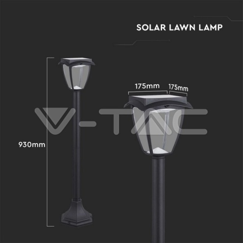 2W LED Соларна Лампа Със Стълб Черен Мат 3000К+6000К - изглед 6 - rZ commerce 2W LED Соларна Лампа Със Стълб Черен Мат 3000К+6000К - изглед 6