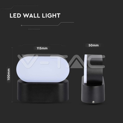 6W Стенна Лампа Черна IP65 Подвижна 3000К - изглед 10