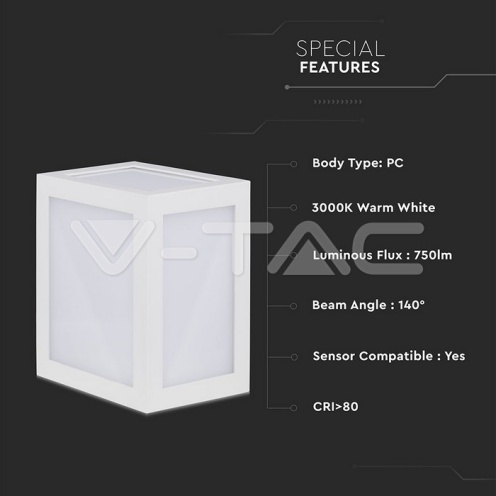 12W Стенна Лампа Бяло Тяло 6400К - изглед 7 - rZ commerce 12W Стенна Лампа Бяло Тяло 6400К - изглед 7