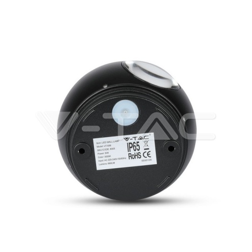 6W Стенна Лампа Черна Кръг IP65 Две Посоки 3000К - изглед 3 - rZ commerce 6W Стенна Лампа Черна Кръг IP65 Две Посоки 3000К - изглед 3