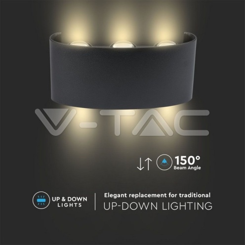 6W Стенна Лампа Пясъчно Черно Тяло 3000К IP54 - изглед 10