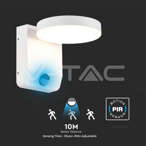 20W ЛЕД Стенна Лампа Сензор Бяла Кръг 4000К IP65 - изглед 3
