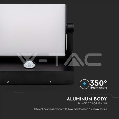 17W ЛЕД Стенна Лампа Сензор Черна 3000К IP65 - изглед 6