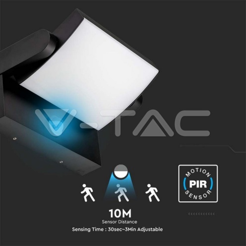 17W ЛЕД Стенна Лампа Сензор Черна 3000К IP65 - изглед 5