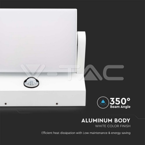 20W ЛЕД Стенна Лампа Сензор Бяла 3000К IP65 - изглед 6
