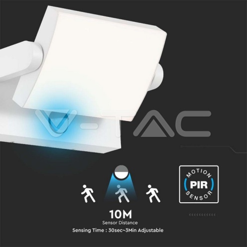 20W ЛЕД Стенна Лампа Сензор Бяла 3000К IP65 - изглед 5