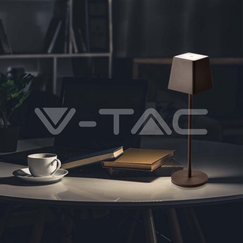 LED 2W НАСТОЛНА ЛАМПА 3000К КАФЯВА КВАДРАТ - изглед 3