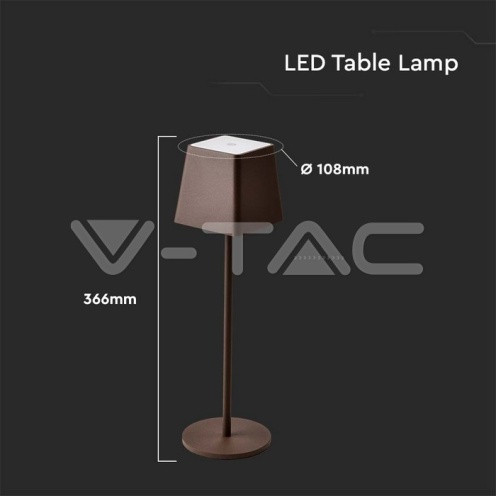 LED 2W НАСТОЛНА ЛАМПА 3000К КАФЯВА КВАДРАТ - изглед 2