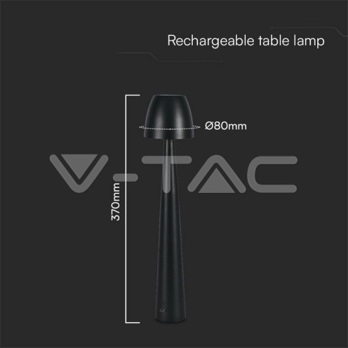 2W LED Настолна Лампа (80x370) 3в1 Димираща Черно Тяло - изглед 6