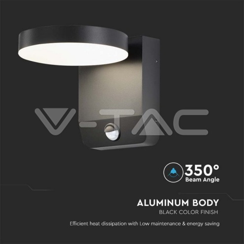 20W ЛЕД Стенна Лампа Сензор Черна Кръг 3000К IP65 - изглед 4 - rZ commerce 20W ЛЕД Стенна Лампа Сензор Черна Кръг 3000К IP65 - изглед 4