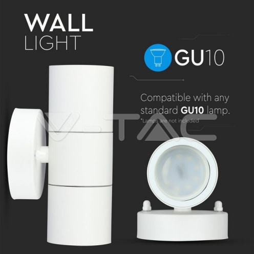 GU10 Wall Fitting Stainless Steel Body Matt White IP44 2Way - изглед 9