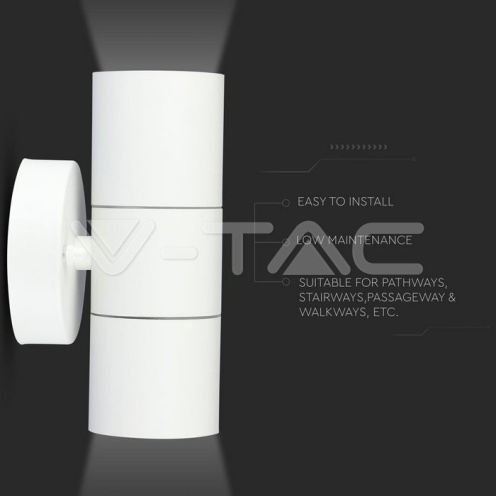 GU10 Wall Fitting Stainless Steel Body Matt White IP44 2Way - изглед 12