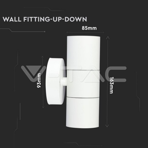 GU10 Wall Fitting Stainless Steel Body Matt White IP44 2Way - изглед 2