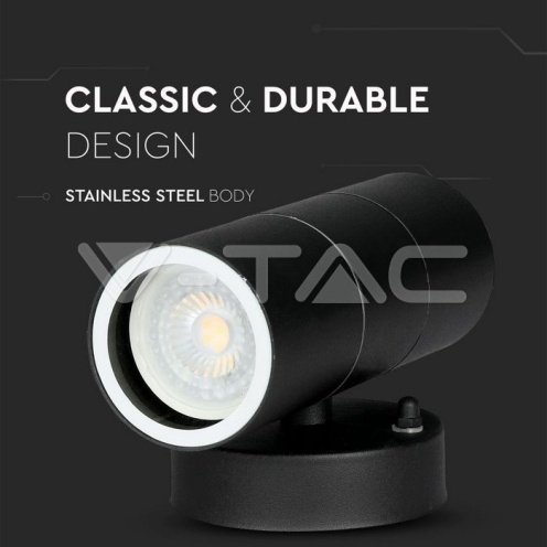 GU10 Wall Fitting Stainless Steel Body Matt Black IP44 2Way - изглед 2