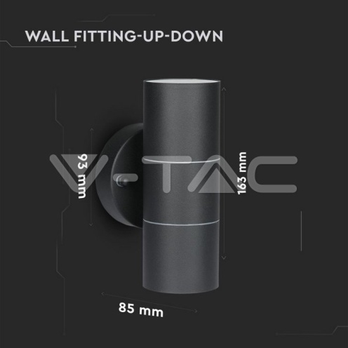 GU10 Wall Fitting Stainless Steel Body Matt Black IP44 2Way - изглед 4