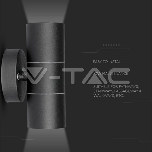 GU10 Wall Fitting Stainless Steel Body Matt Black IP44 2Way - изглед 3