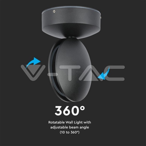 7W Стенна Лампа Черно Тяло 4000К IP65 - изглед 7