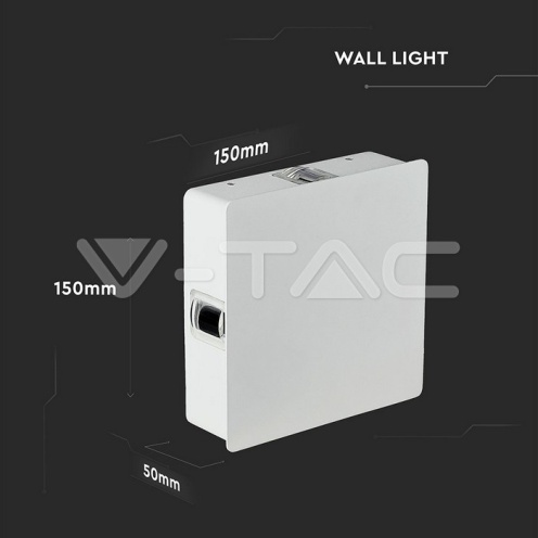 4W Стенна Лампа Бяло Тяло Квадрат 4000К IP65 - изглед 2 - rZ commerce 4W Стенна Лампа Бяло Тяло Квадрат 4000К IP65 - изглед 2