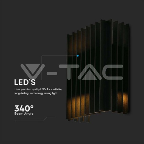 12W LED аплик 3000k 1250lm IP65 черен - изглед 3