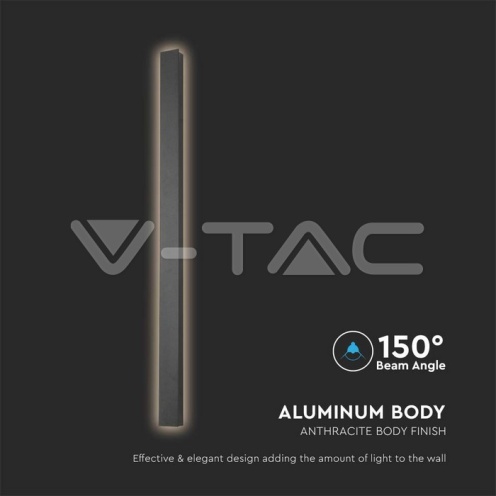 10W LED Линейна Стенна Лампа 510x60x50мм 3000K Антрацит IP54 - изглед 3
