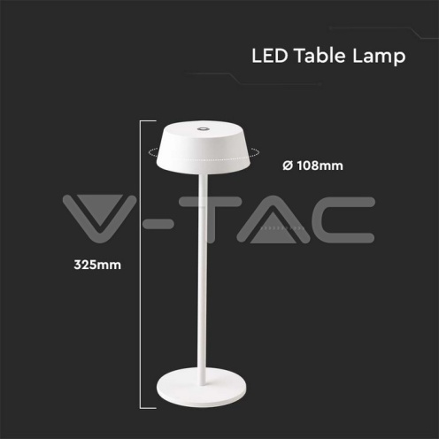 2W LED Настолна Лампа Бяло Тяло 3000К IP54 - изглед 6 - rZ commerce 2W LED Настолна Лампа Бяло Тяло 3000К IP54 - изглед 6