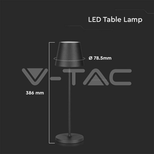 2W LED Настолна Лампа 4400mA Батерия Черно Тяло IP54 3000K - изглед 4 - rZ commerce 2W LED Настолна Лампа 4400mA Батерия Черно Тяло IP54 3000K - изглед 4